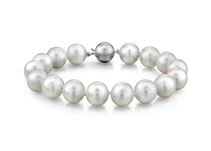Rhodium Plated Womens Pearl Bracelet